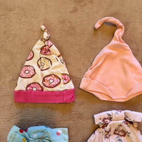 Baby Girl Hat & Mitten Bundle (9 Hats + 6 Mittens) | Newborn–6M | Pink, Floral, - Picture 3 of 6